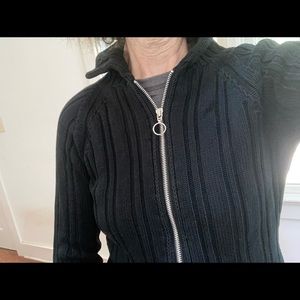 🫦 Zara Cotton Ribbed Zip Up Cardigan w/Deco zipper tab